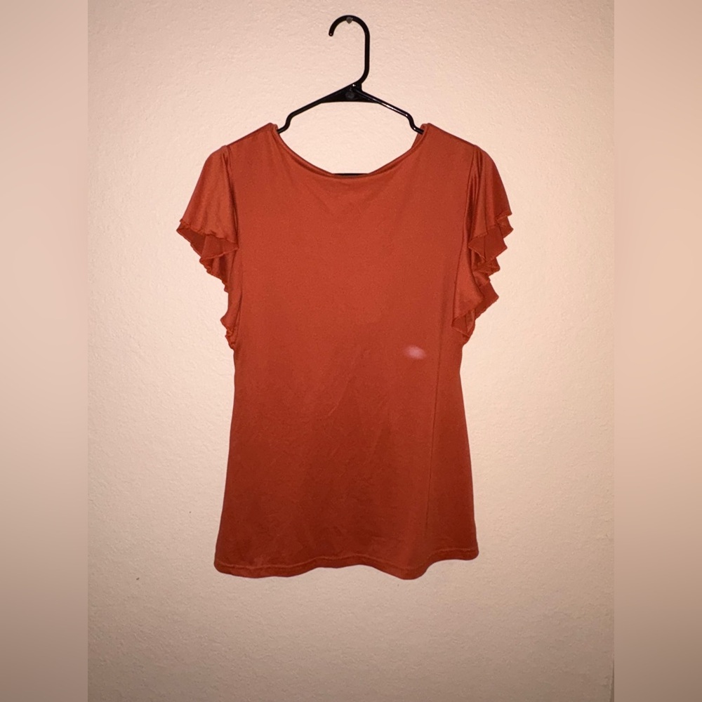 Women's Orange Ruffled Top - Picture 3 of 3
